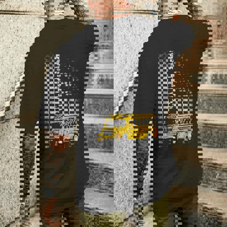 スクールバスドライバー アメリカ国旗 スクールバスドライバー用 メンズTシャツ バックプリント 彼への贈り物