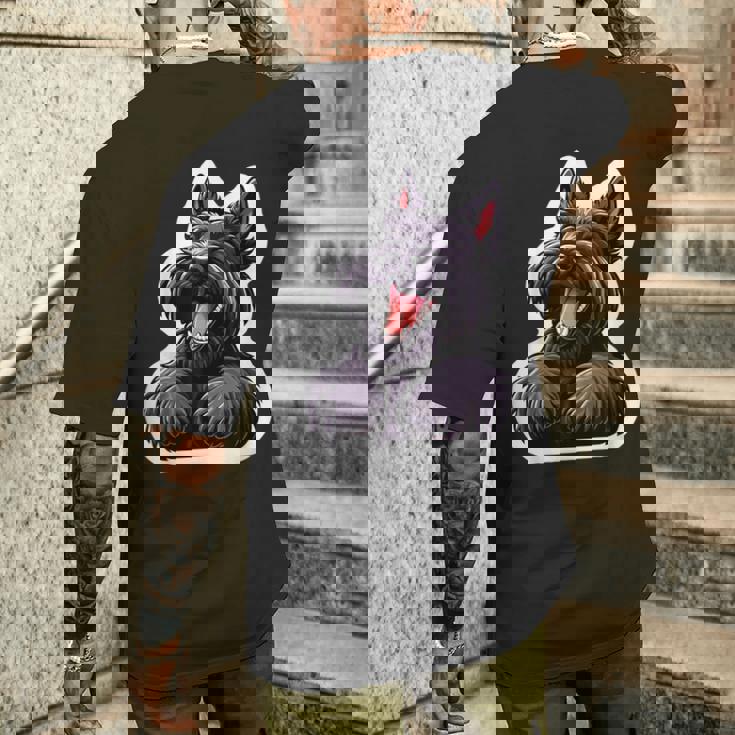 スコティッシュテリア 面白い スコティッシュテリア カワイイ 子犬 犬 メンズTシャツ バックプリント 彼への贈り物