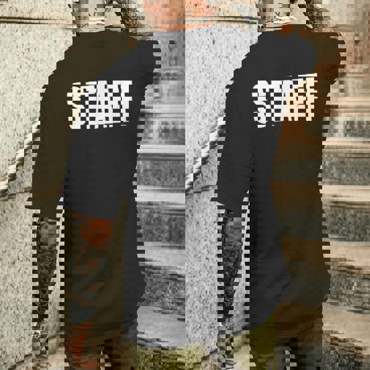 スタッフ社員 イベントスタッフ表裏プリント 白 メンズTシャツ バックプリント 彼への贈り物