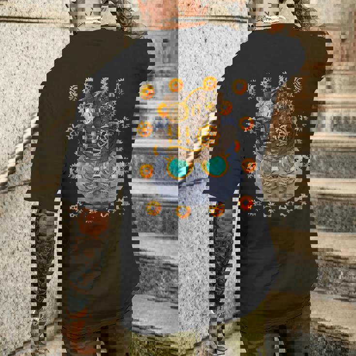 スチームパンク ブリティッシュショートヘア 中世 ビクトリア朝 スチームパワー メンズTシャツ バックプリント 彼への贈り物