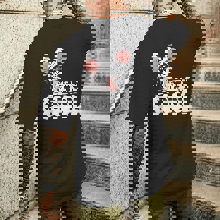 ステイ クール オーサム マウス ウェアリング サングラス 動物 ネズミ メンズTシャツ バックプリント 彼への贈り物