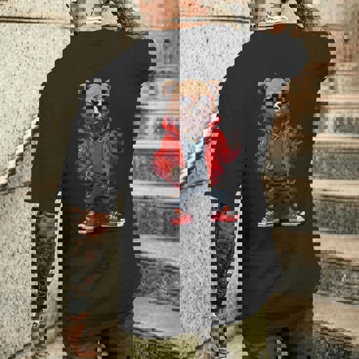 ストリートウェア ヒップホップ ラップ ラッパー ベア クール アーバン グラフィック メンズTシャツ バックプリント 彼への贈り物