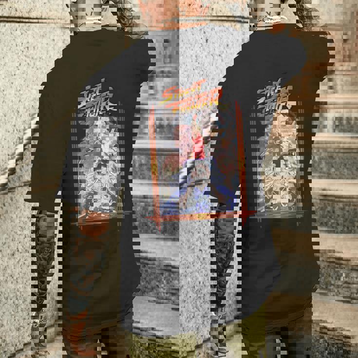 ストリートファイターポスターカバー 壮大なバトルロイヤル 象徴的なゲーマー メンズTシャツ バックプリント 彼への贈り物