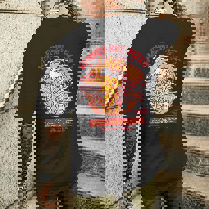 ストレンジャー・シングス サーファーボーイ ピザ広告 ホットデリバリー ヴィンテージ メンズTシャツ バックプリント 彼への贈り物