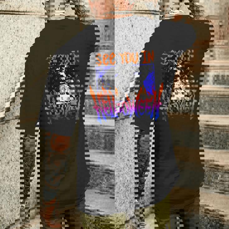 ストレンジャー・シングス ヘルファイア クラブ ハロウィン ロックンロール 楽しいパーティー メンズTシャツ バックプリント 彼への贈り物