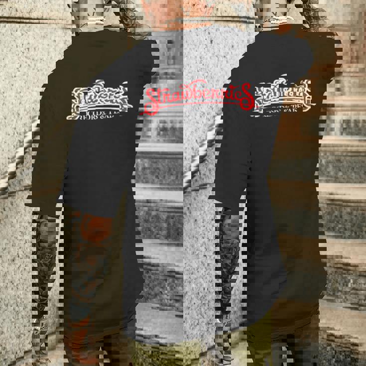 ストロベリー レコード・テープ ヴィンテージ レトロ 音楽 メンズTシャツ バックプリント 彼への贈り物