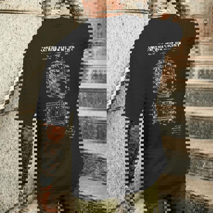 スネアドラム特許プリント 1963年 ビンテージ特許ミュージックアート メンズTシャツ バックプリント 彼への贈り物