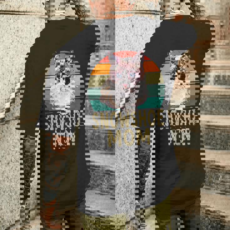 スノーシュー 猫 ママ レトロ ヴィンテージ 面白い I Love My Cat メンズTシャツ バックプリント 彼への贈り物