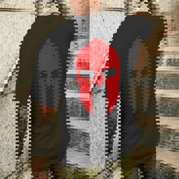 スパルタ戦士ヘルメットジムモチベーションスパルタ古代ギリシャ メンズTシャツ バックプリント 彼への贈り物