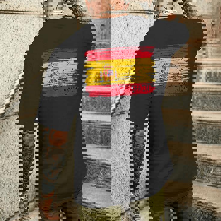 スペイン国旗の絵、スペインの地図のスケッチ。 メンズTシャツ バックプリント 彼への贈り物