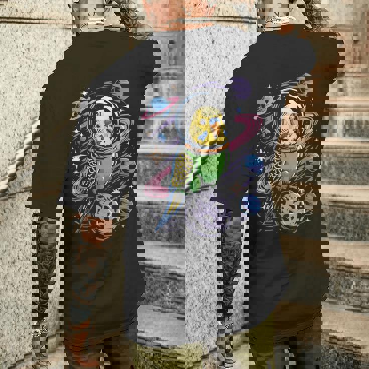 スペースセキセイインコ 宇宙飛行士セキセイインコ メンズTシャツ バックプリント 彼への贈り物