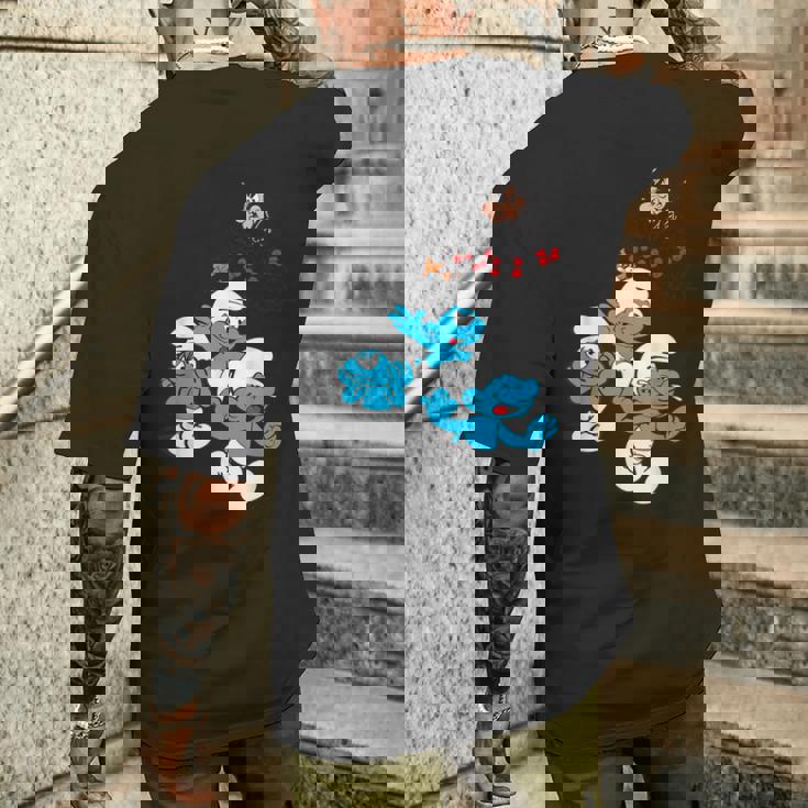 スマーフグループ スマーフ ガーガメル 魅惑のブルーフレンズのファン メンズTシャツ バックプリント 彼への贈り物