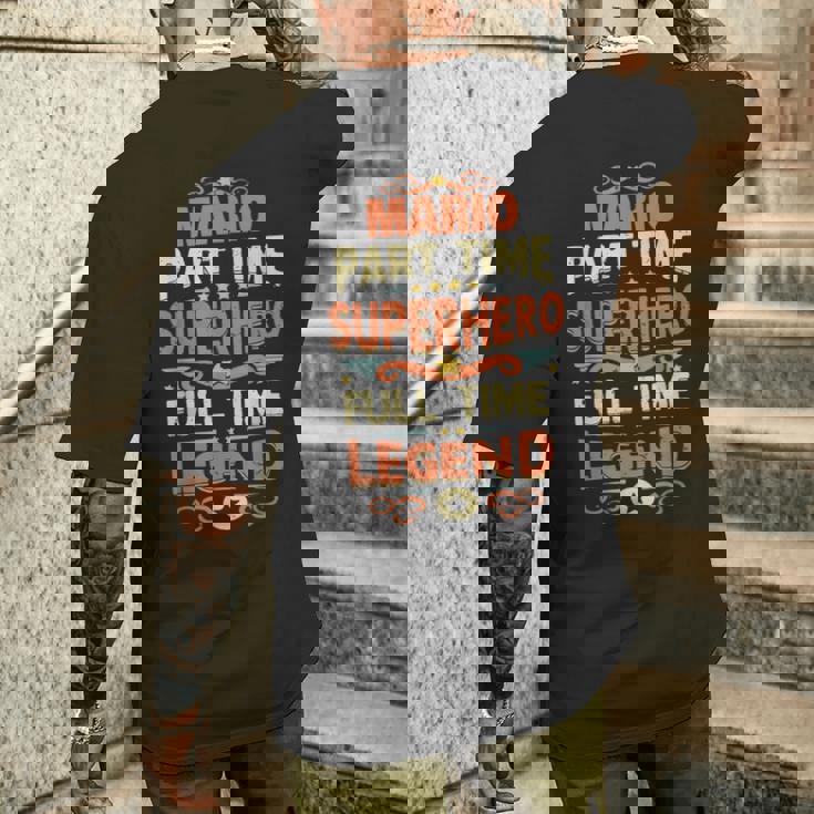 スーパーヒーロー マリオ レジェンド パーソナライズ 面白い 名前 マリオ メンズTシャツ バックプリント 彼への贈り物