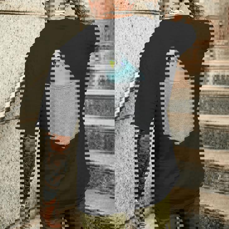 セキセイインコ ポケットから覗く 可愛いデザイン メンズTシャツ バックプリント 彼への贈り物