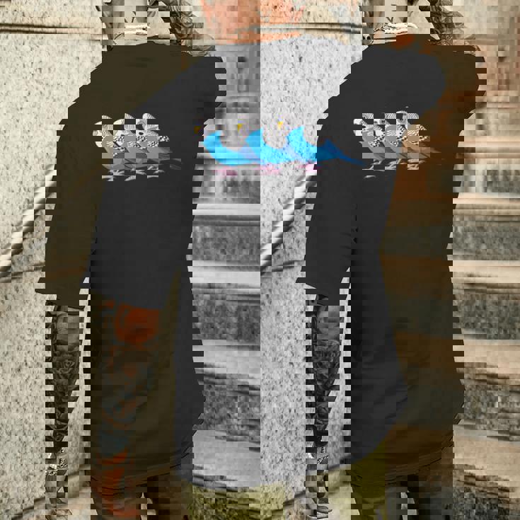 セキセイインコ鳥、セキセイインコ青い鳥 メンズTシャツ バックプリント 彼への贈り物