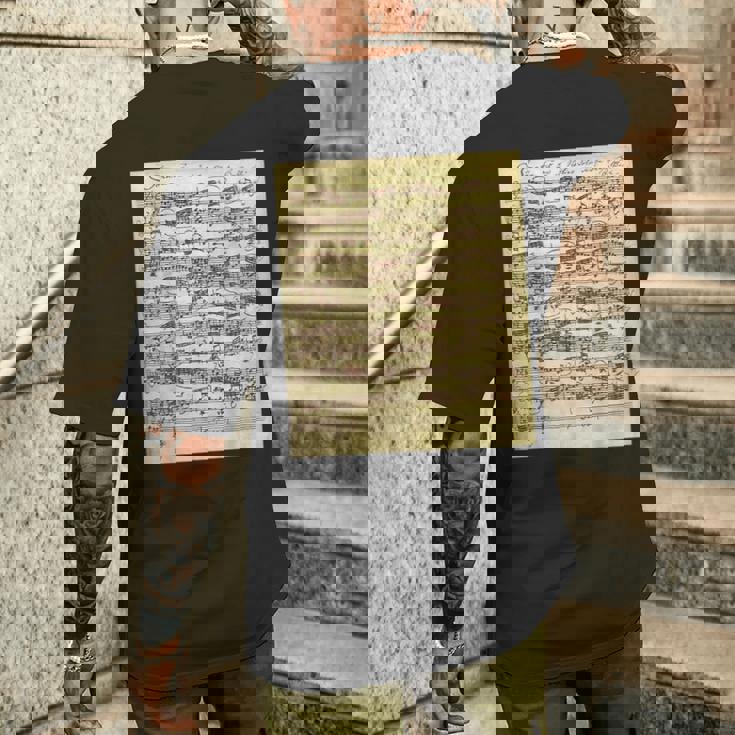 セバスティアン・バッハ ソナタ 楽譜 古典作曲家クラス メンズTシャツ バックプリント 彼への贈り物