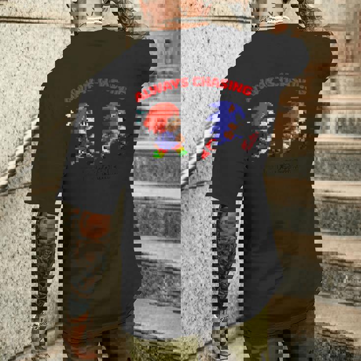 ソニック×れじぇくん Always Chasing L メンズTシャツ バックプリント 彼への贈り物