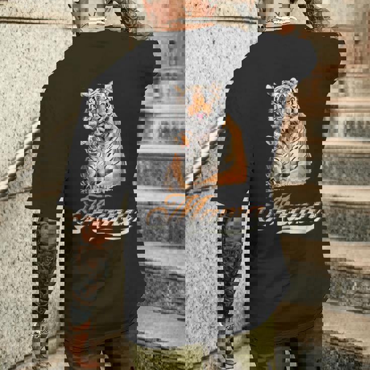 タイガー ママ&ベビー 母の日 トラ 動物好き メンズTシャツ バックプリント 彼への贈り物