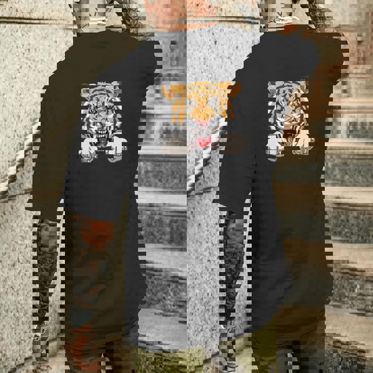 タイガーポケット タイガーインポケットタイガー のぞき見トラ カミングアウト メンズTシャツ バックプリント 彼への贈り物