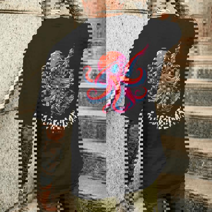 タコ、サングラスタコ動物、エルダブデルマール メンズTシャツ バックプリント 彼への贈り物