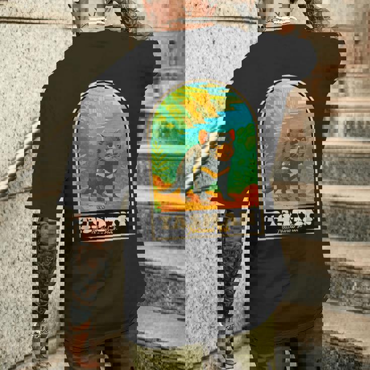 タスマン国立公園 ヴィンテージ タスマニアデビルアート メンズTシャツ バックプリント 彼への贈り物