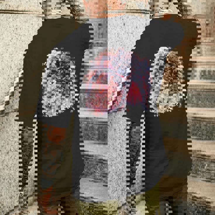 タランチュラ フローラル アートワーク アニマルアート 野生動物 タランチュラ 恋人 メンズTシャツ バックプリント 彼への贈り物