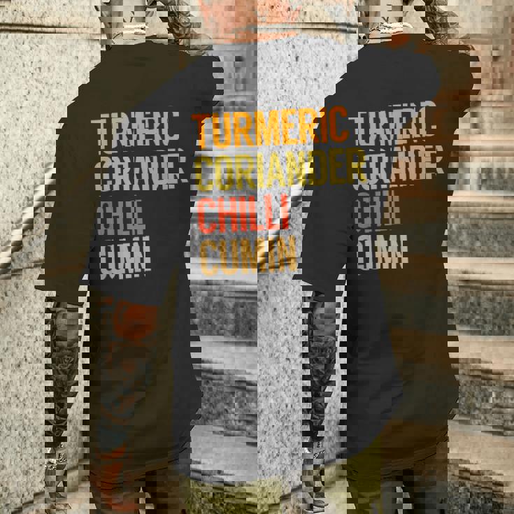 ターメリック コリアンダーチリクミン カレー メンズTシャツ バックプリント 彼への贈り物