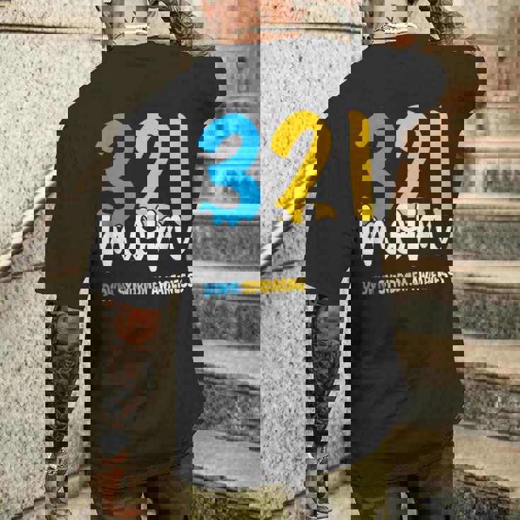 ダウン症啓発 誇り高きトリソミー 21ママダウン症 メンズTシャツ バックプリント 彼への贈り物