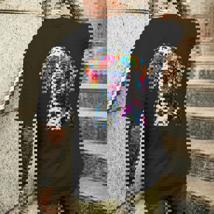 ダルメシアンとサングラスの犬 ダルメシアンが大好きです メンズTシャツ バックプリント 彼への贈り物