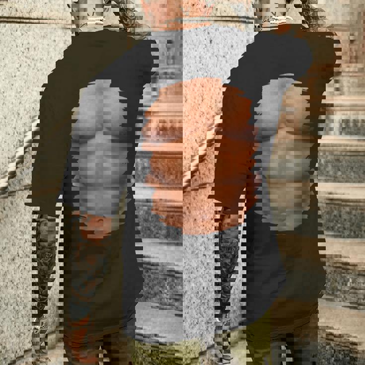 チェスト 6パック 筋肉 ボディービルダー 腹筋 ジム 面白いプレゼント メンズTシャツ バックプリント 彼への贈り物