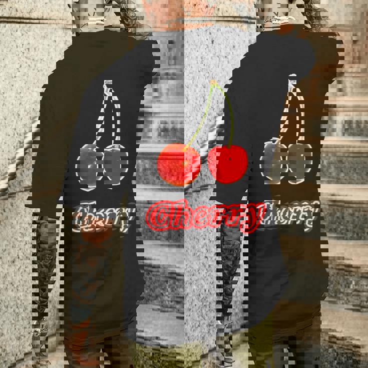 チェリー Cherry さくらんぼ 『フルーツ ポップ』果物 リアル レトロ 面白い イラスト メンズTシャツ バックプリント 彼への贈り物