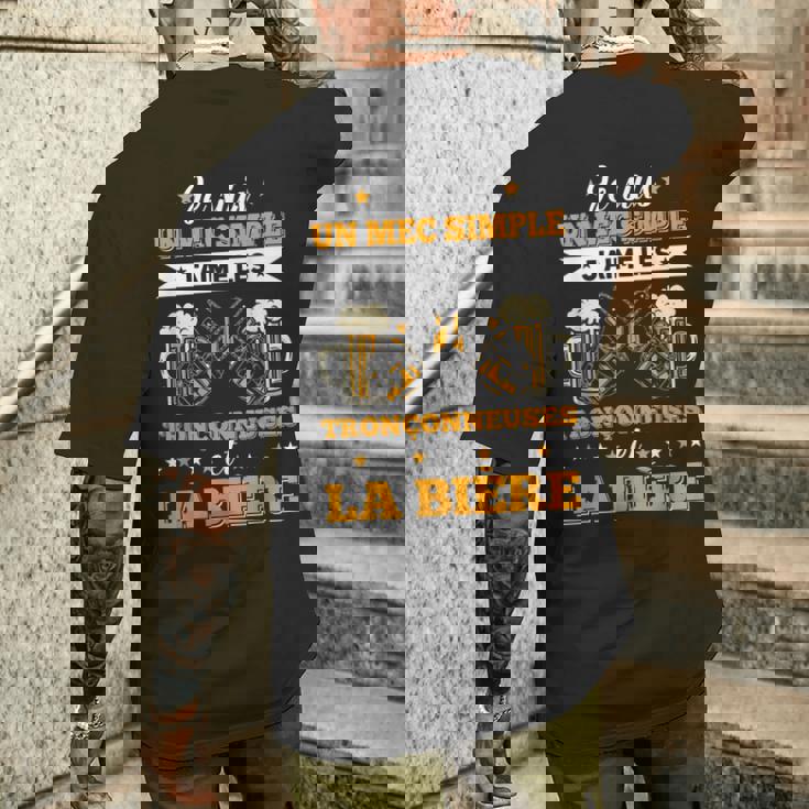 メンズ チェーンソー&ビール ランバージャック&林業チェーンソー メンズTシャツ バックプリント 彼への贈り物