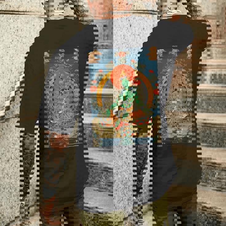 チベットタンカ サムサラ 曼荼羅 生命の輪 仏教 メンズTシャツ バックプリント 彼への贈り物