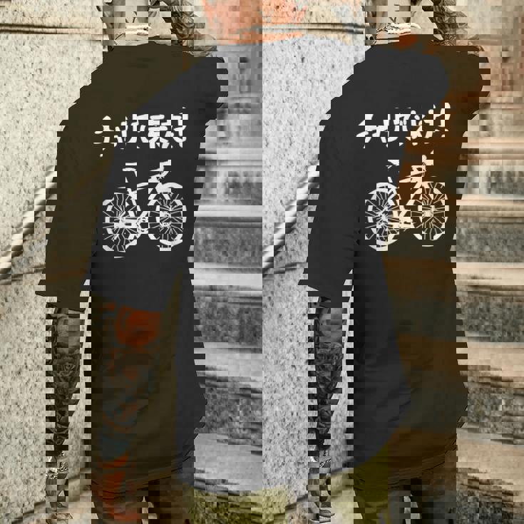 チャリで来た！ 自転車 ロードバイク シティサイクル サイクリング アウトドア好き おもしろ 自転車好き メンズTシャツ バックプリント 彼への贈り物