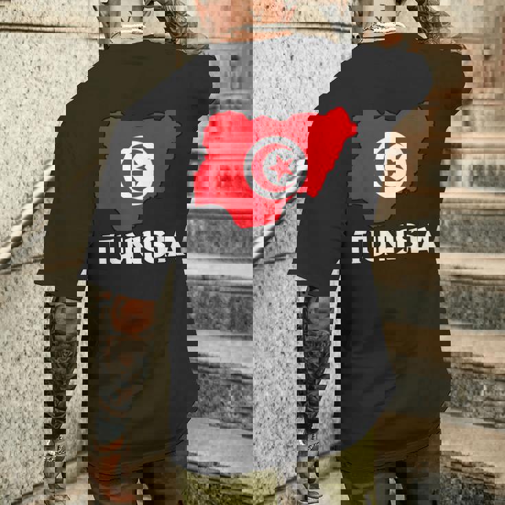 チュニジア国旗 地図 チュニジアのルーツ チュニジア プライド チュニジア メンズTシャツ バックプリント 彼への贈り物