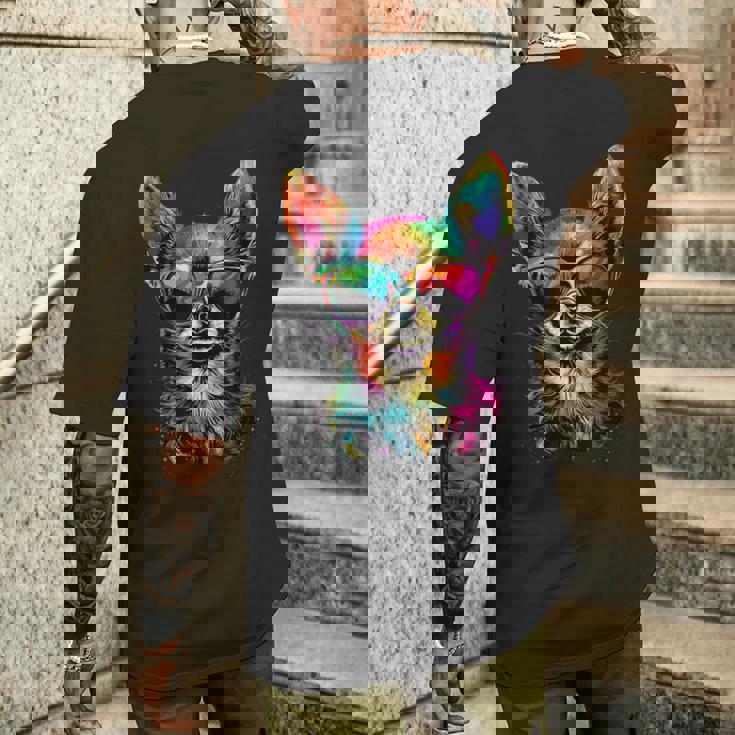 チワワとサングラスの犬 かわいいチワワが大好き メンズTシャツ バックプリント 彼への贈り物