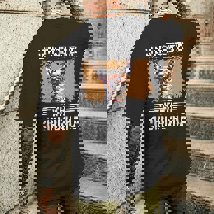 チワワデザイン レディース メンズ チワワ 犬 チワワ 恋人 メンズTシャツ バックプリント 彼への贈り物