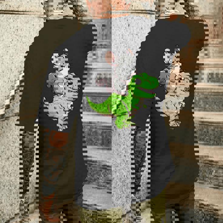 チンチラ T-Rex 恐竜 ペット おもしろい ティラノサウルス メンズTシャツ バックプリント 彼への贈り物