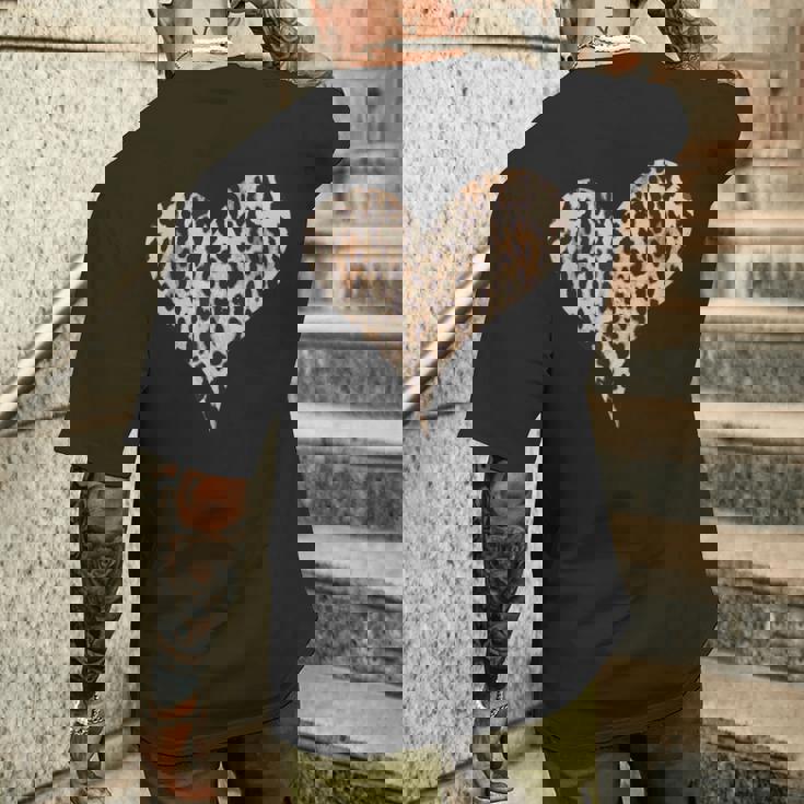 チーター ヒョウ柄 ハート メンズTシャツ バックプリント 彼への贈り物