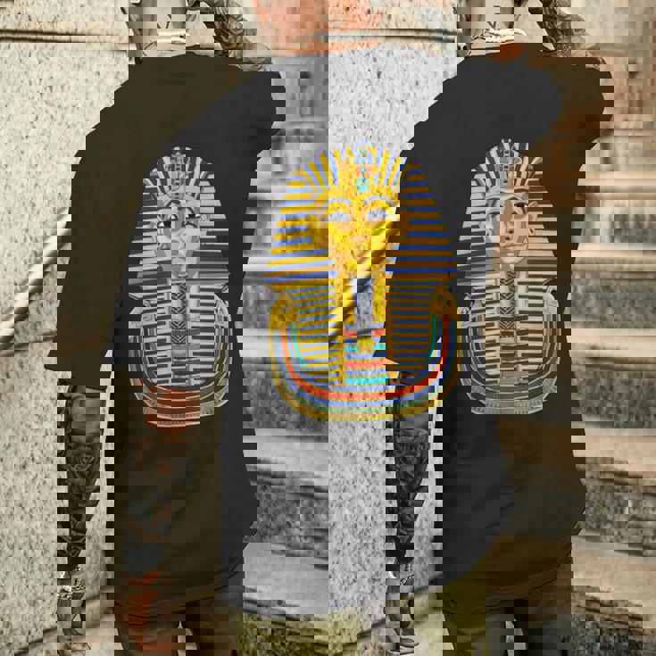 ツタンカーメン エジプトファラオ ピラミッド 古代エジプト メンズTシャツ バックプリント 彼への贈り物