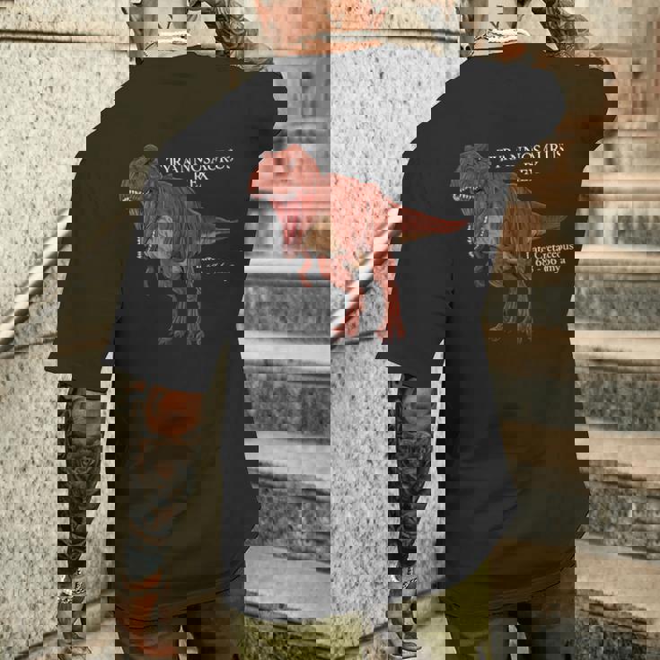 ティラノサウルス・レックスのリアルなデッサン メンズTシャツ バックプリント 彼への贈り物