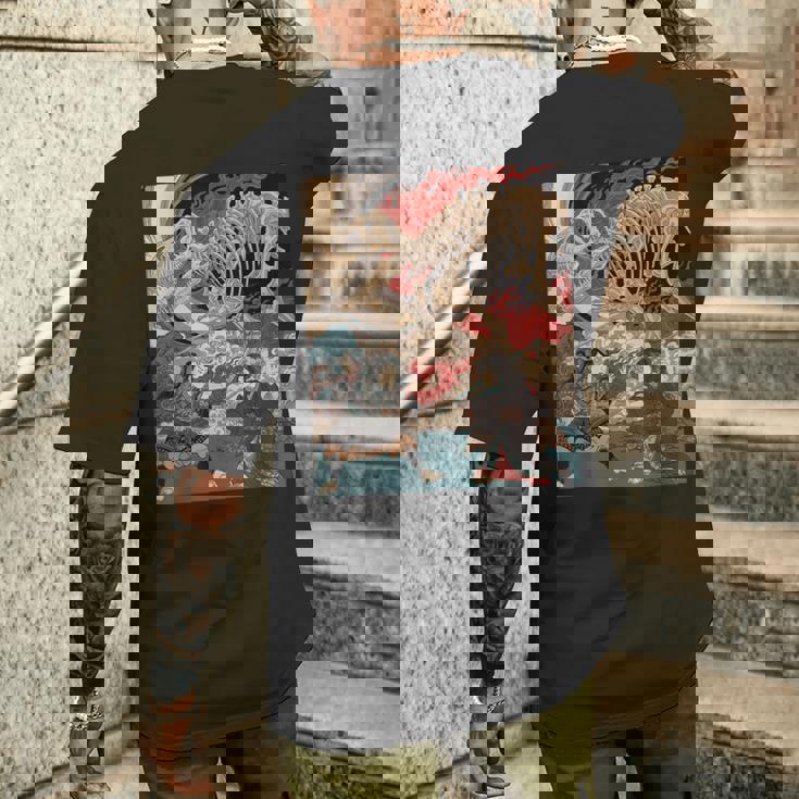 ティラノサウルス浮世絵 メンズTシャツ バックプリント 彼への贈り物