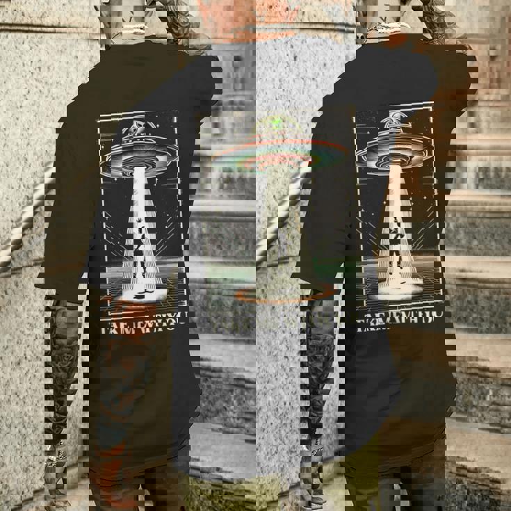 テイク・ミー・ウィズ・ユー エイリアン Ufo クローズエンカウンター ロズウェル エリア51 長袖tシャツ メンズTシャツ バックプリント 彼への贈り物