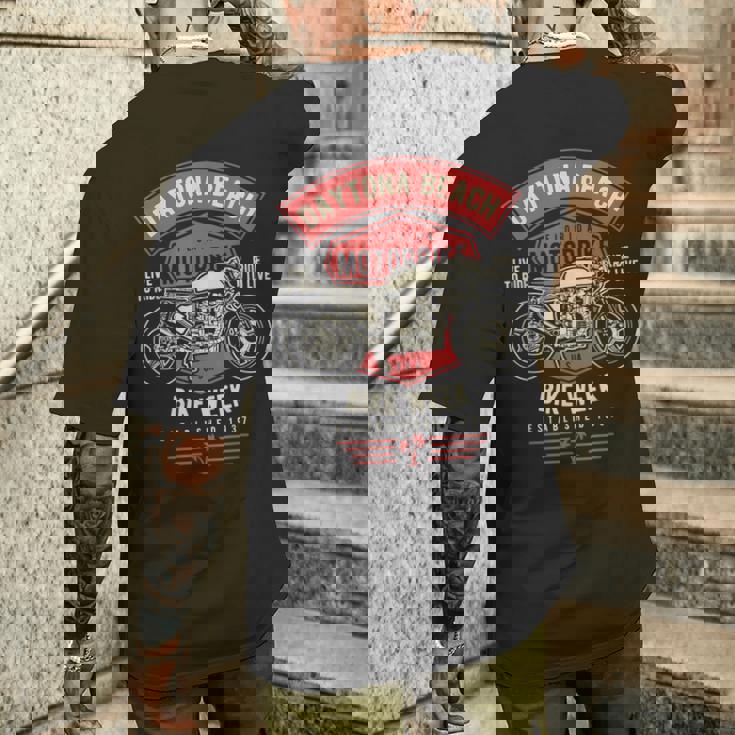 デイトナ ビーチバイクウィーク レトロバイクデザイン メンズTシャツ バックプリント 彼への贈り物