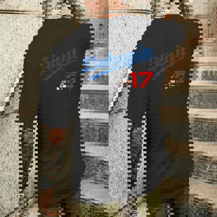 デコピン 大谷 Dekopin 愛犬 Decoy 二刀流 Decopin 野球 ユニホーム風 犬 かわいい メンズTシャツ バックプリント 彼への贈り物