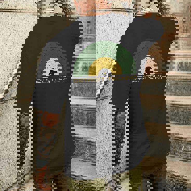 デトロイトテクノレトロルックレコード デトロイトテクノテキスト付き メンズTシャツ バックプリント 彼への贈り物