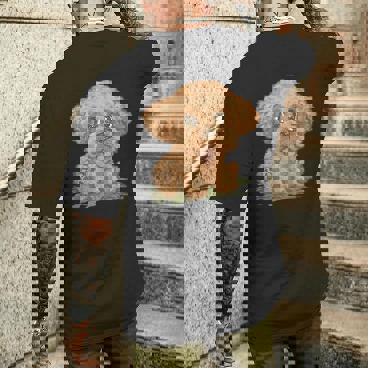 トイプードル かわいい いぬ 子犬 ペット おもしろ 動物 イラスト メンズTシャツ バックプリント 彼への贈り物