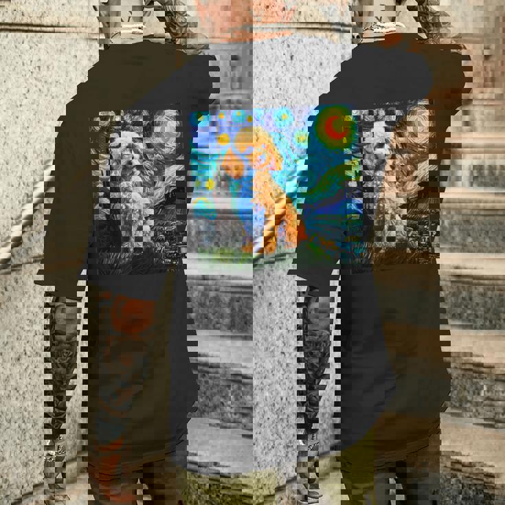 トイプードル 面白いtシャツ 犬 ゴッホ 星月夜 かわいい メンズ 子供 おもしろ 服 グッズ ネタ メンズTシャツ バックプリント 彼への贈り物