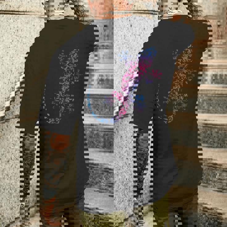 トカゲ爬虫類 マオリ柄 カメレオンヤモリ メンズTシャツ バックプリント 彼への贈り物