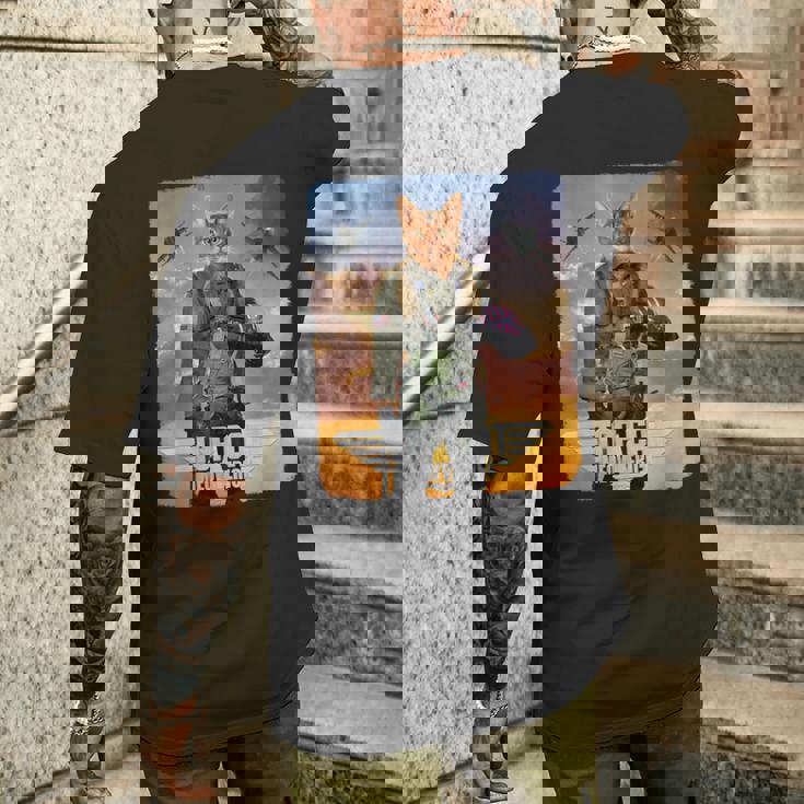 トップ 猫 マーベリック パロディ アクション 映画 叙事詩 レトロ メンズTシャツ バックプリント 彼への贈り物